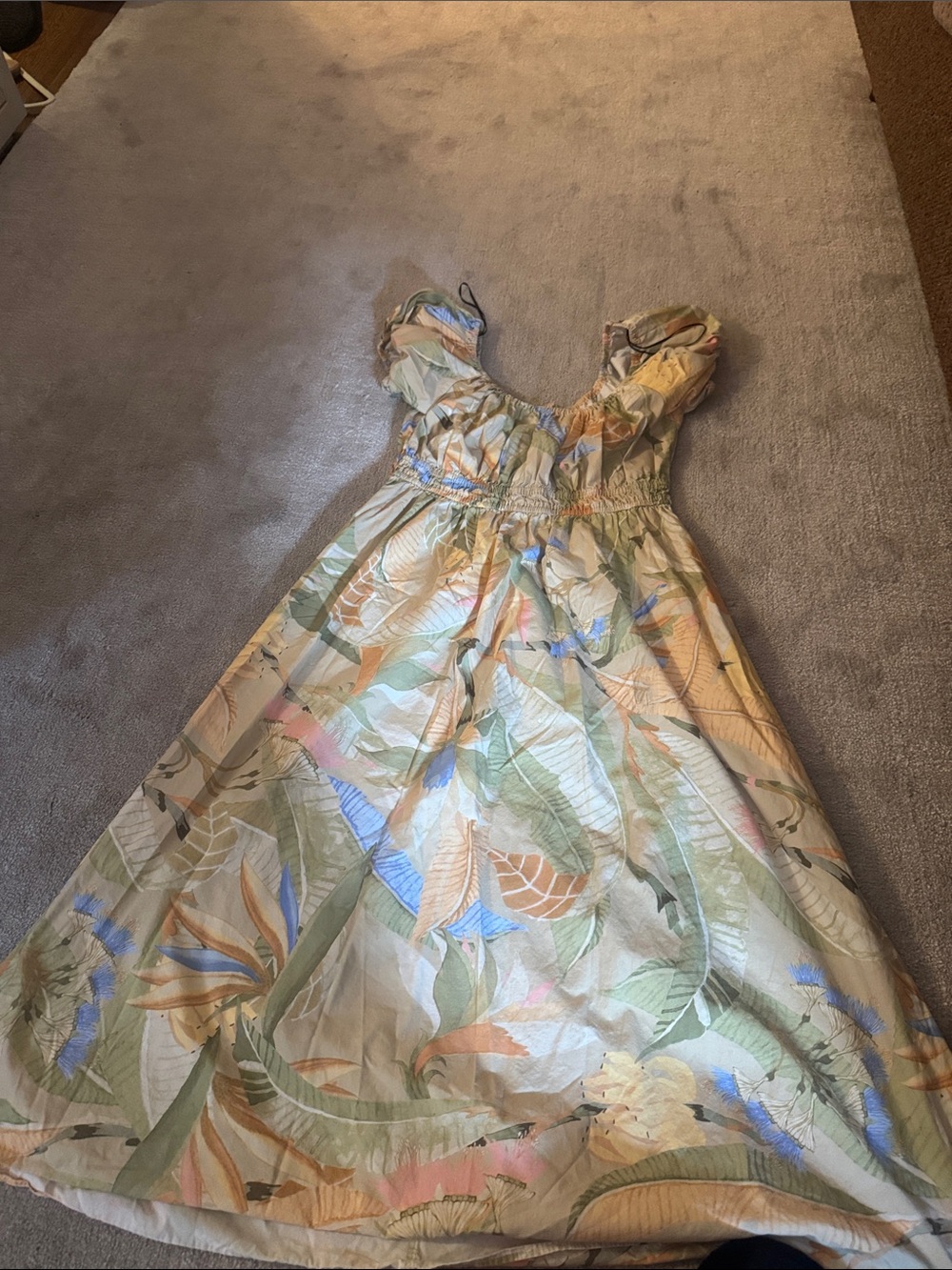Women’s H&M ' Tropical Leaf Print Sundress - Pastel Multicolor